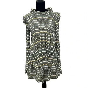 Free People Green Ziggy Zig Zag Chevron Knit Sweater Dress Striped Retro Medium